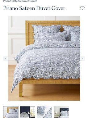 Serena & Lily Navy Priano Queen Duvet Cover with 2 standard priano shams